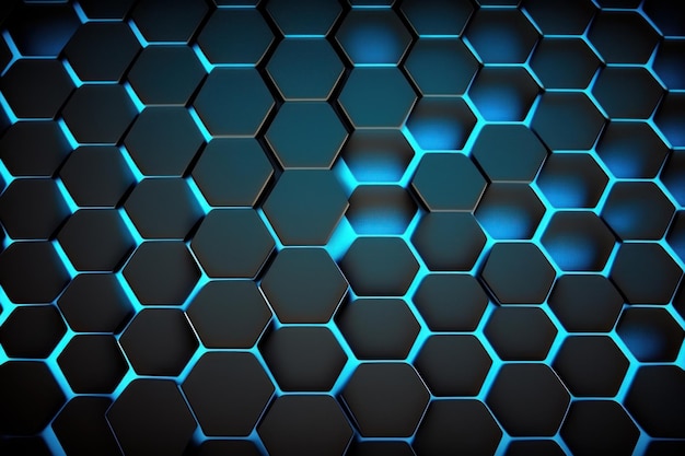 Realistic blue hexagon pattern background Illustration AI Generative