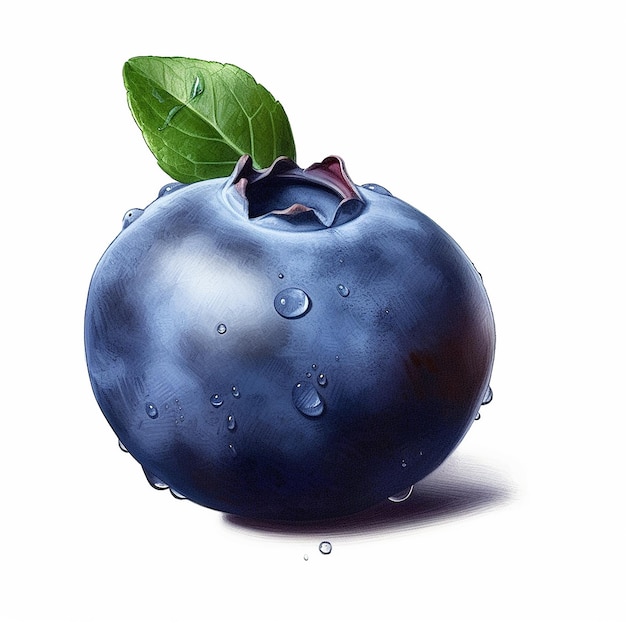 a realistic blueberry white background