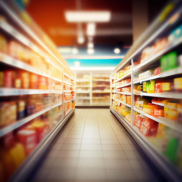 Realistic Blur Background of Store Department Store Supermarket or Grocery Store AI Generated Image