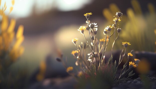 色とりどりの花でリアルなぼかした春の背景 ジェネレーティブ AI