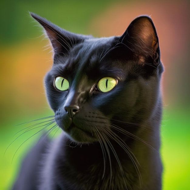 Realistic bombay cat on ravishing natural outdoor background