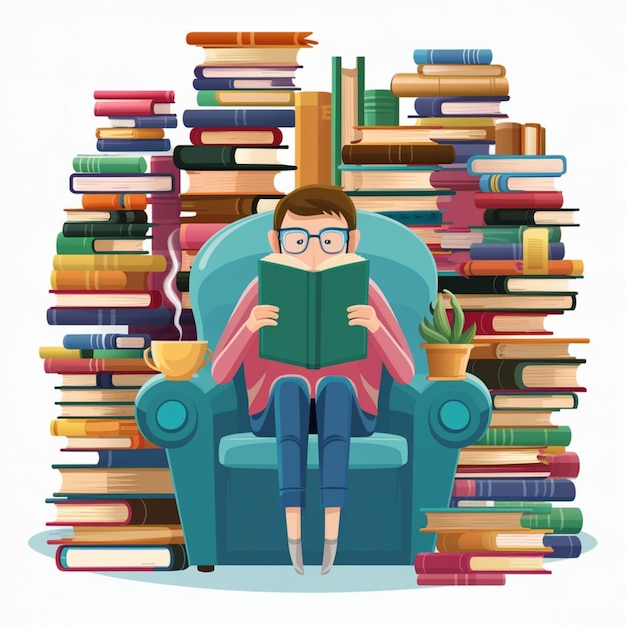 Realistic books with stacks of coloring books with illustrations of glasses plants and tea cups
