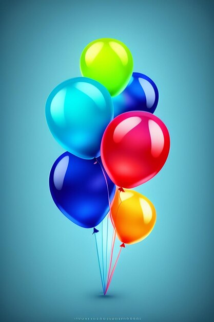 Realistic Bright Colorful Balloons backgrouond ai generative