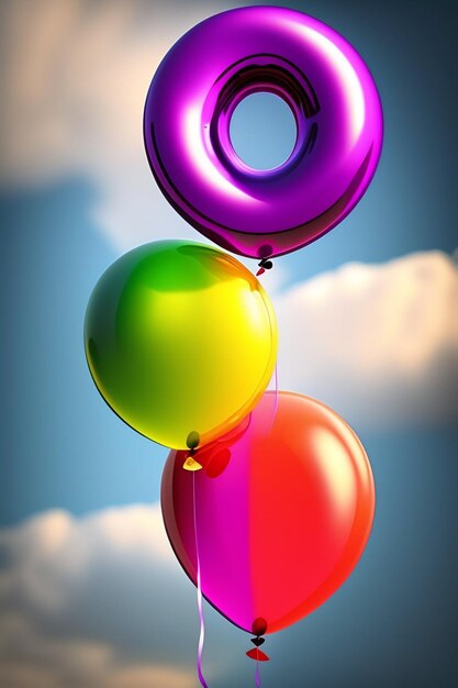 Realistic Bright Colorful Balloons backgrouond ai generative