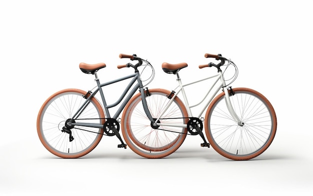 Realistic Brown Bicycles Isolated on White Background Generative AI