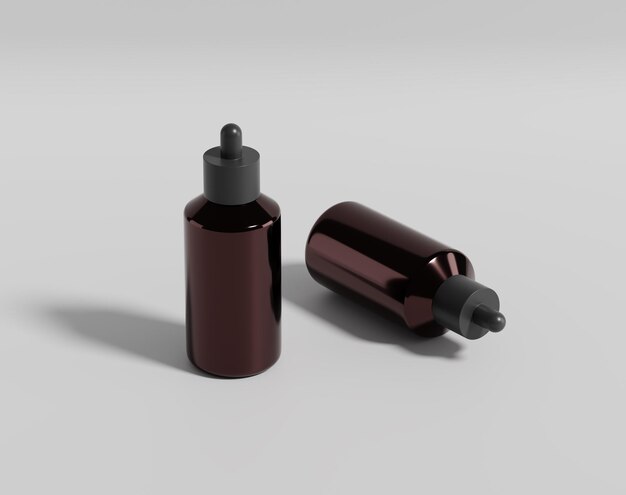 Realistic brown plastic bottle, madicine glass bottle, 3d rendering, 3d illustration, rendering
