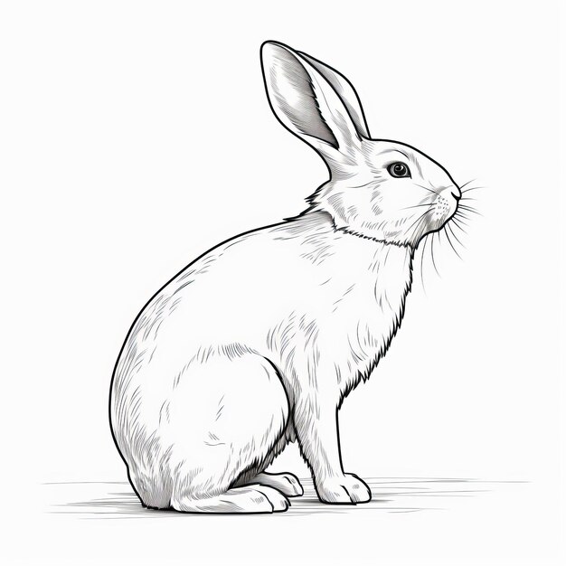 Photo realistic bunny illustration with detailed linework