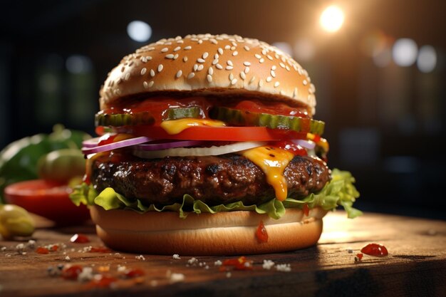 A realistic burger is visually appealing