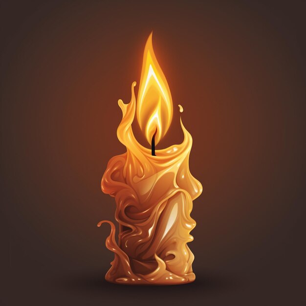 Photo realistic burning candle with flame on dark background generative ai