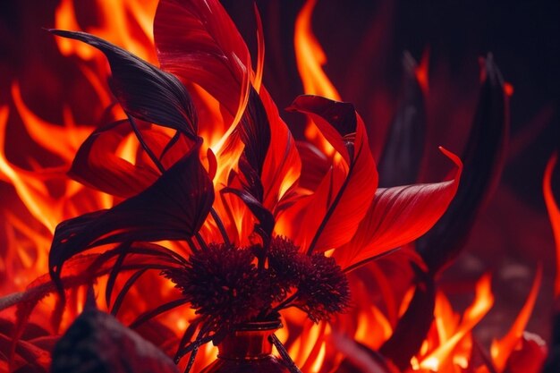 Photo realistic burning fire flames with black perfect color combination of fire flake light