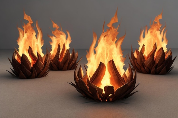 写真 リアルな燃える火の炎と煙 黒い背景に隔離された火の火花の詳細