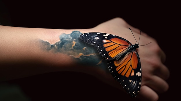 Realistic Butterfly Tattoo on Arm