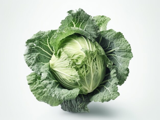 Realistic cabbage photo with white background for product photo mockup element design