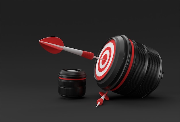 Realistic camera lens Target for Perfect Shoot 3D Rendering.