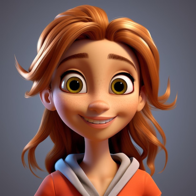 Realistic Cartoon Girl Smiling Detailed 3d Model