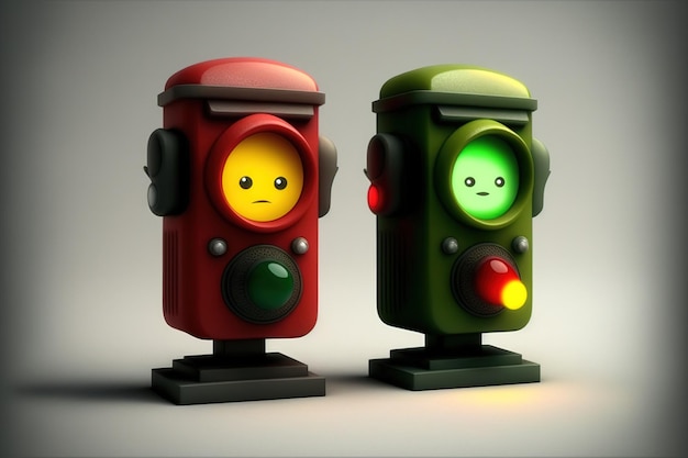 Realistic cartoon stop and go pedestrian traffic lights