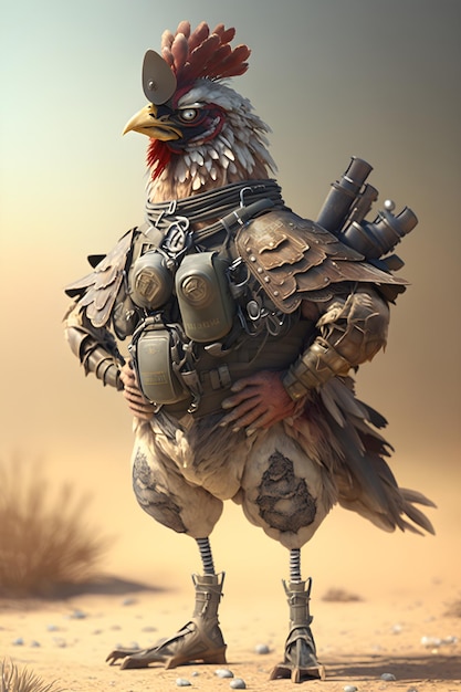 realistic chicken soldier