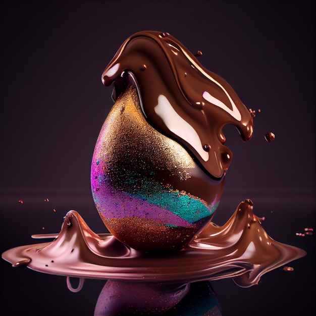 realistic chocolate eggs glitter glossy reflecting Studio