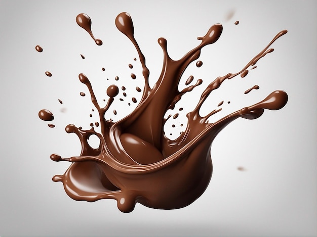 Realistic chocolate splash pouring liquid chocolate