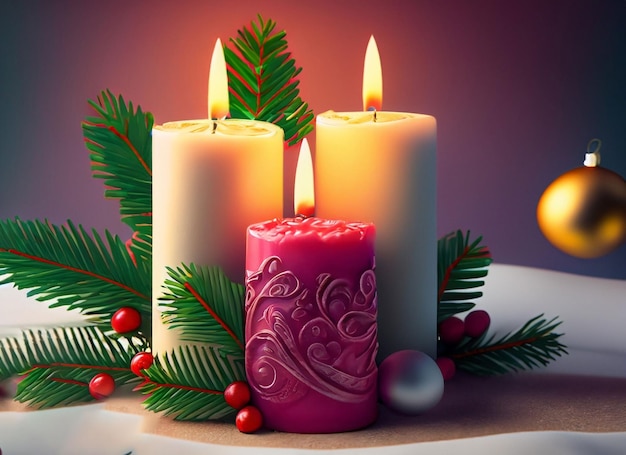 realistic Christmas candles red