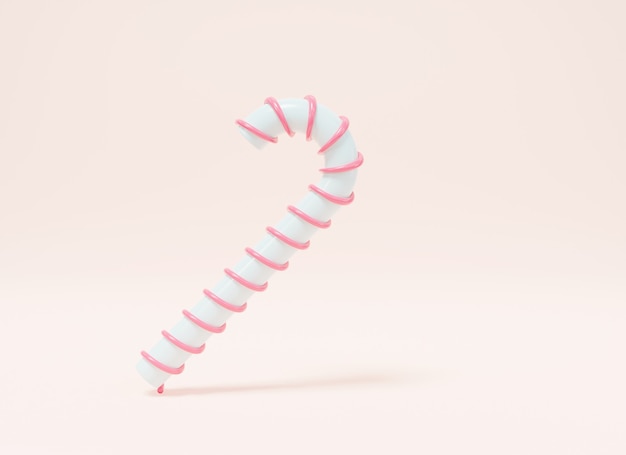 Realistic Christmas candy cane striped 3D rendering illustration