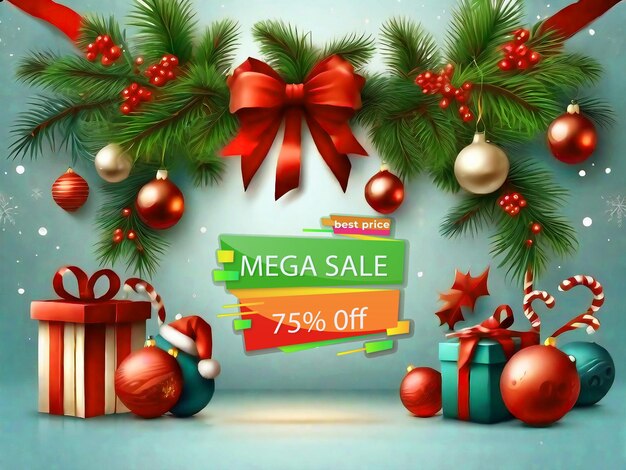 Photo realistic christmas sale background generated ai