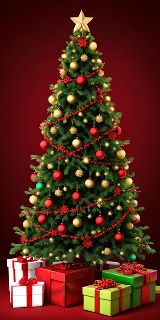 Realistic christmas tree vector and merry christmas background