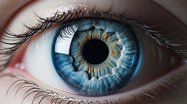 Realistic close up of a blue eye ball