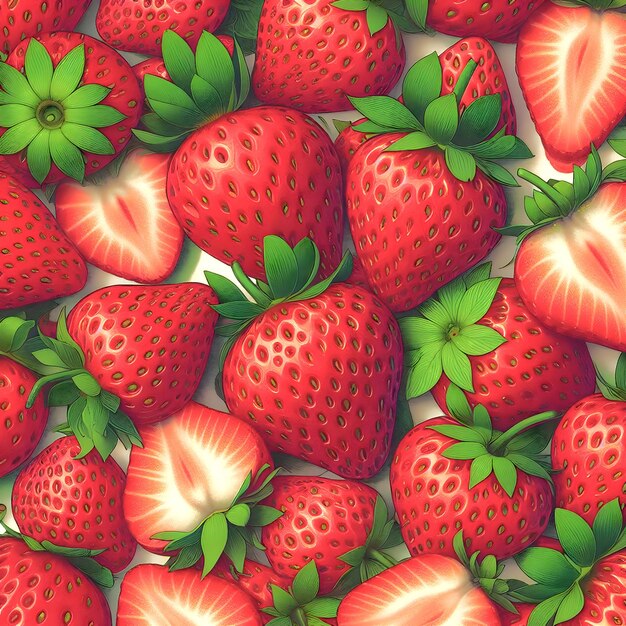 A realistic closeup of a bunch of strawberries