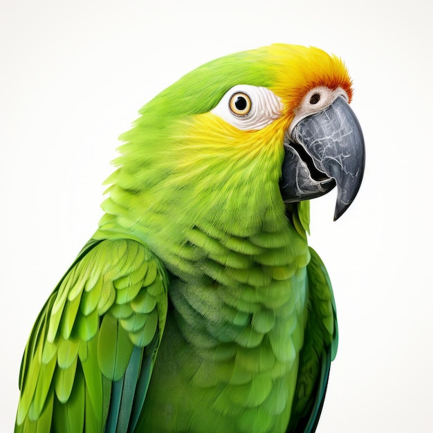 Foto realistic closeup of parrot on white background