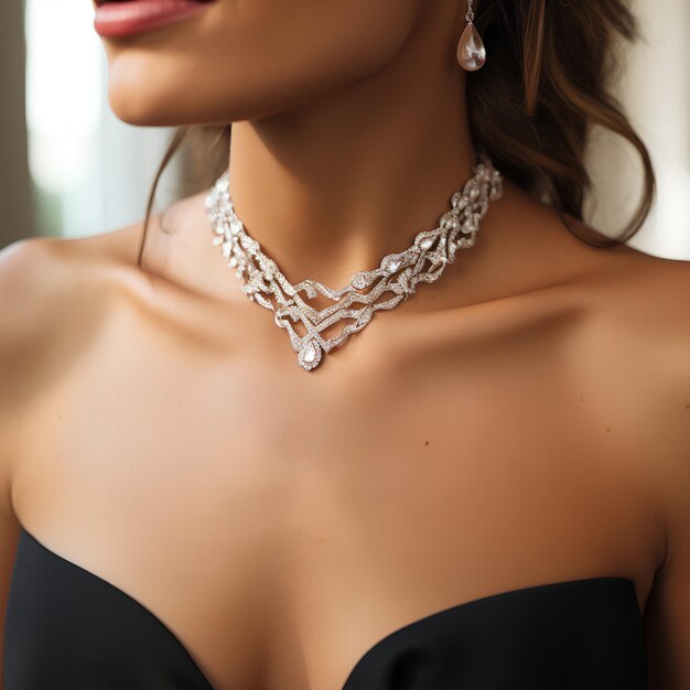 Realistic CloseUp Photo of Brides Neck with Beautiful Necklace