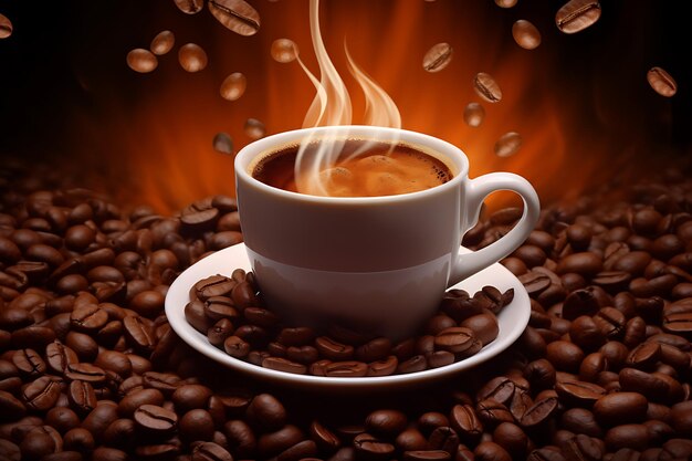 Realistic coffee time background with coffee cup