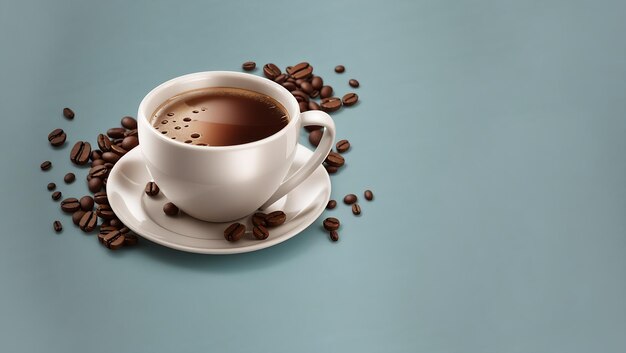 Photo realistic coffee time background with coffee cup