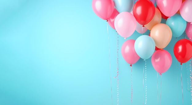 Realistic colorful air balloons on a blue background