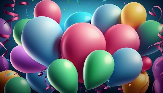 Realistic colorful balloons background with decorative elements