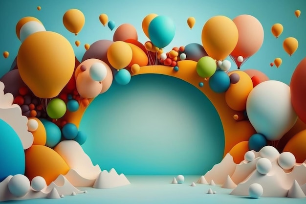 Photo realistic colorful balloons illustration ai generative