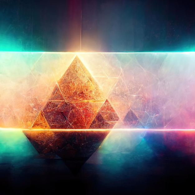 Realistic colorful glowing magic crystals abstract background Luxury wallpaper 3D illustration