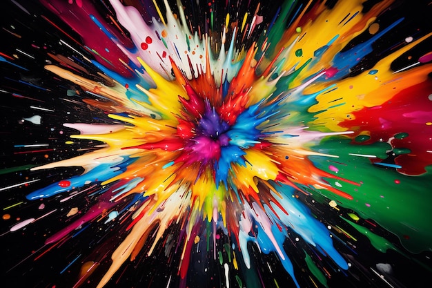 Photo realistic colorful mixed rainbow powder explosion