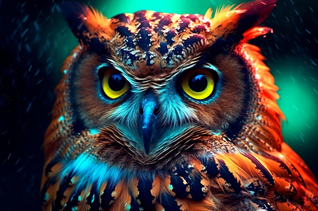 realistic and colorful owl photo