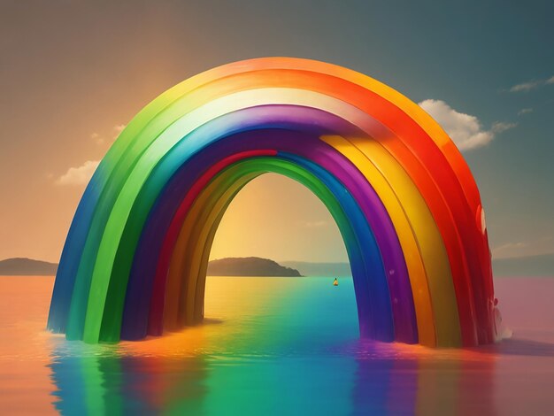 Realistic colorful rainbow concept