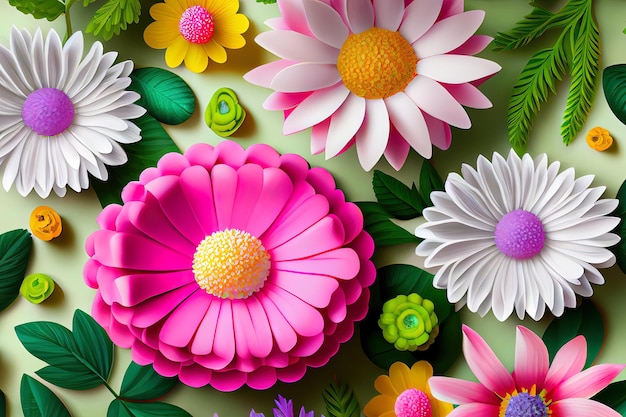 Realistic colorful spring background in paper style generative ai