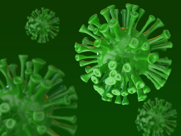 Rendering 3d di sfondo realistico di coronavirus