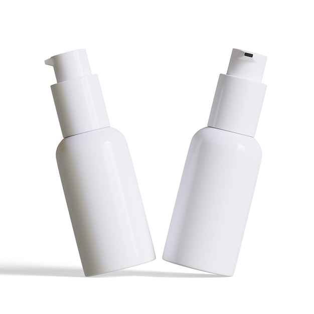 realistic cosmetic bottle on gray background