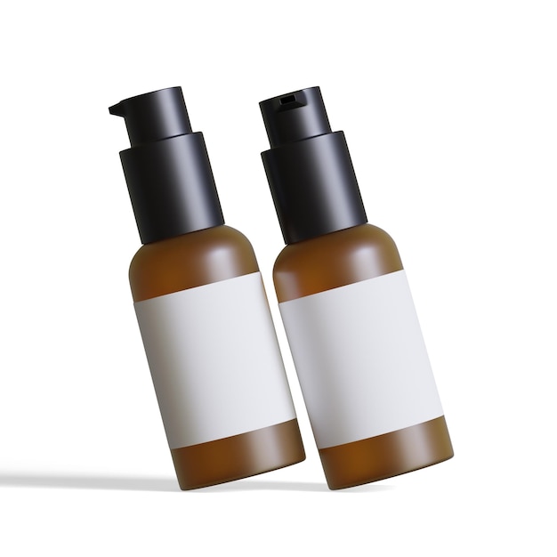realistic cosmetic bottle on gray background