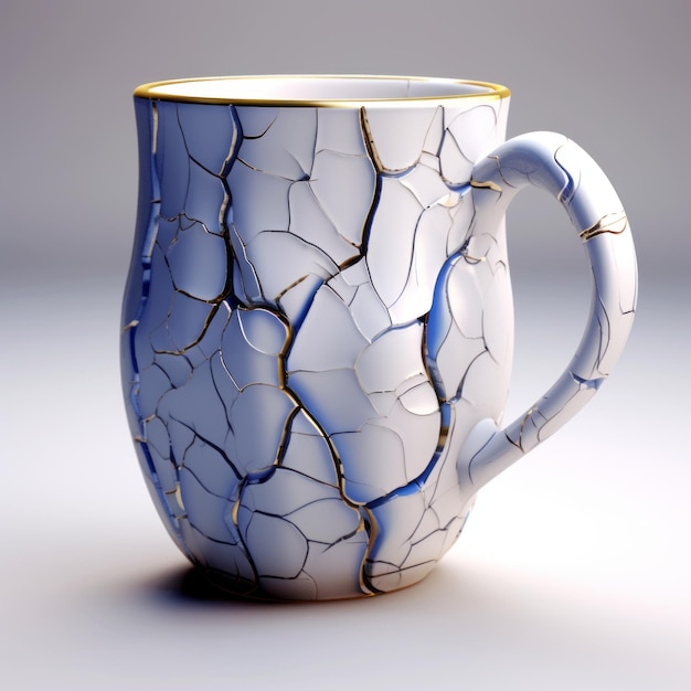 Photo realistic cracked mug vector illustration for 3d sculpting