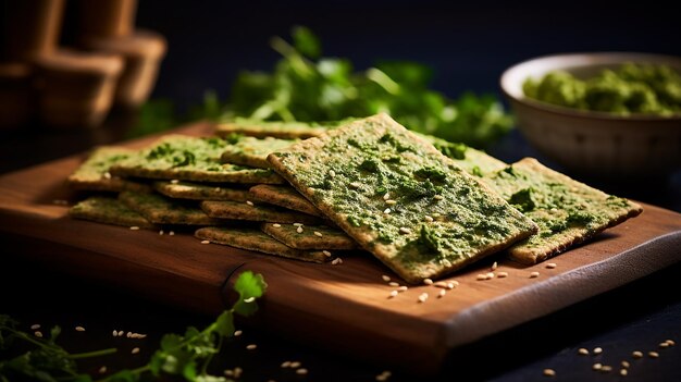 Photo realistic crispbreads with coriander