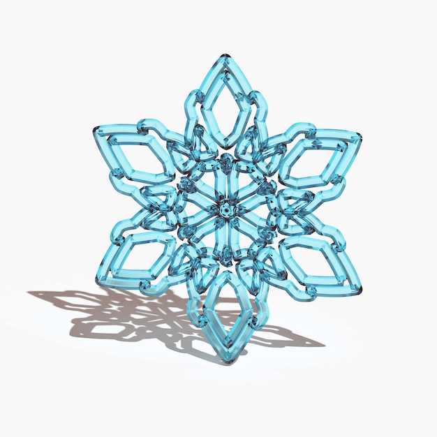 Realistic crystal 3D snowflake for the design of packages, postcards, websites.