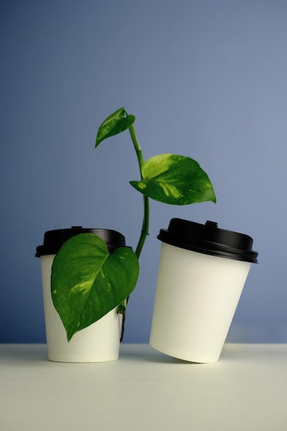 Realistic cup of coffee nature concept