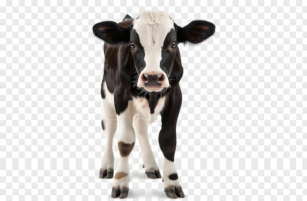 Realistic cute black and white calf isolated on transparent background