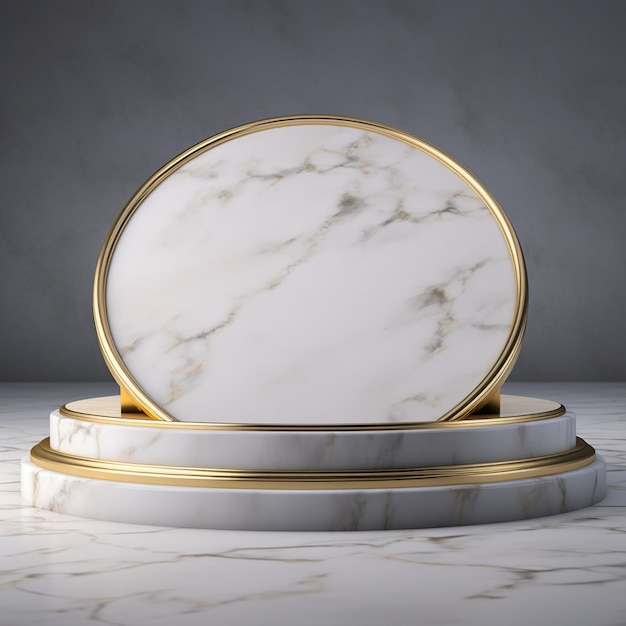 Realistic d render of white marble podium